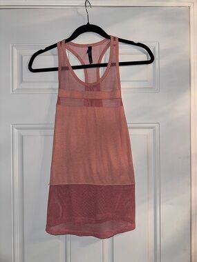 Pink Mesh Racerback Tank Top